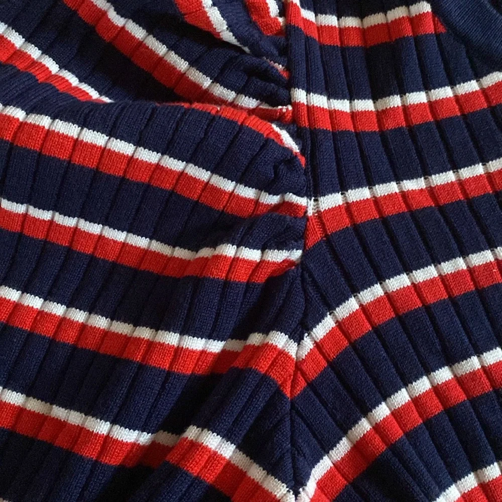 Lini Marla Striped Juliet Sleeve Esther Sweater Top Blue Red Stripe Med like new - Picture 12 of 14